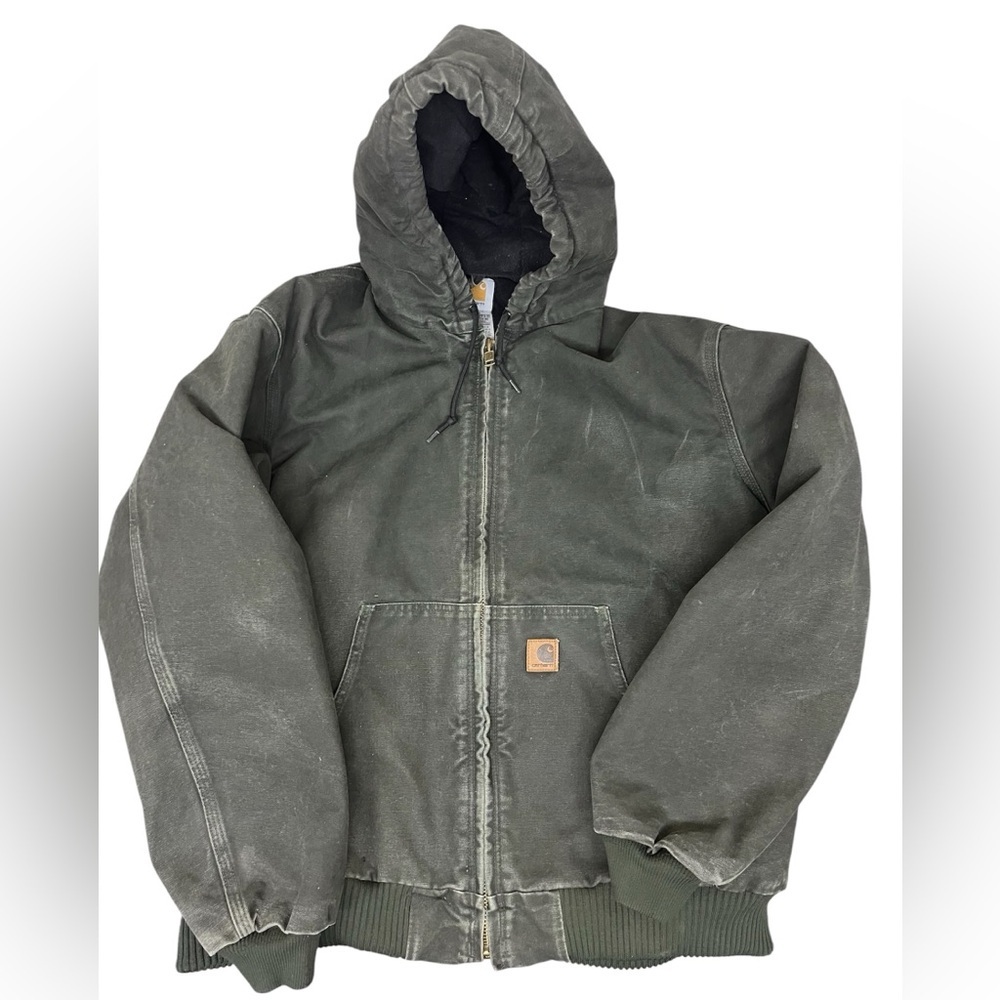 Vintage 90s Moss Green Carhartt Coat J130 Size XL